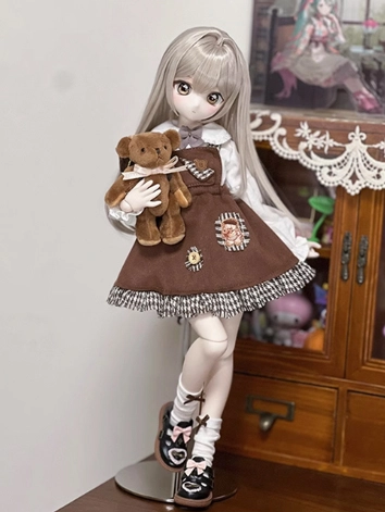 BJD Clothes Girl Caramel Daily Shirt Dress Suits for 1/4 Size Ball-jointed Doll