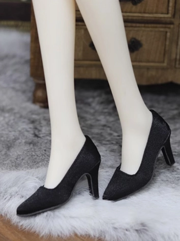 BJD Shoes Girl Black Point Toe High Heel Simple Shoes for SD Size Ball Jointed Doll