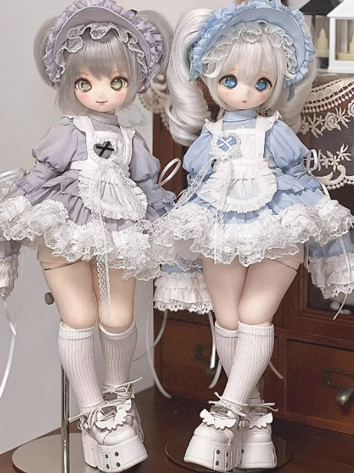 Cloud Doll BJD Clothes Girl Blue White Black Gray Dress Shorts Suits (Pu Pu Snake) for Fat MSD Size Ball-jointed Doll